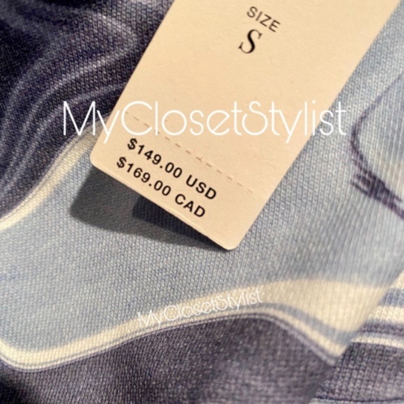 THE UPSIDE Hoodie NWT Top Denim Marble yoga hooded new Small blue white swirls - Picture 2 of 6